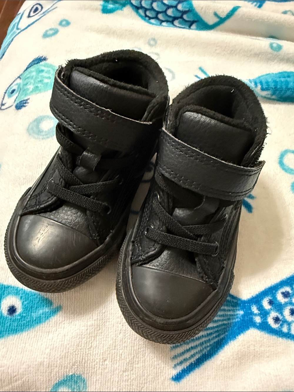 Converse Kids Black High-Top Velcro & Lace Sneakers